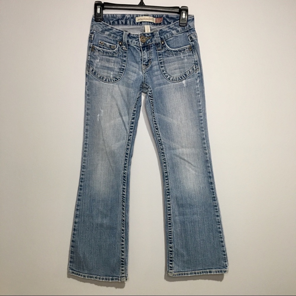 Aeropostale skinny flare distressed jeans EUC